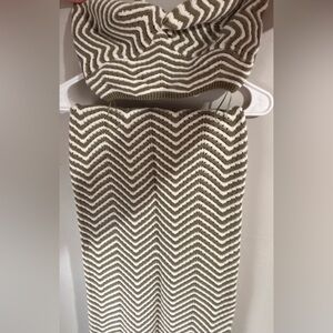 Knit Two-Piece Set in Olive and White - Beach Set - Willow & Wind